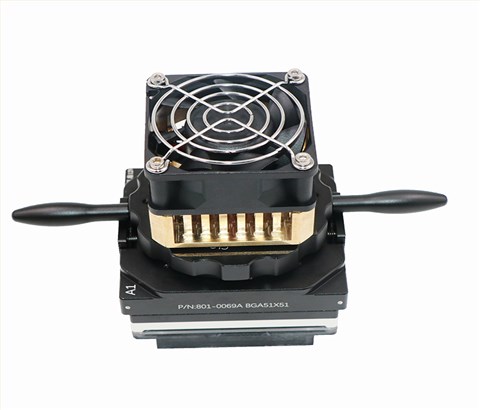 BGA488pin-1.9mm-51×51mm合金双扣旋钮芯片测试座—加散热铜块、风扇
