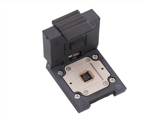 LCC44pin-0.5mm塑胶翻盖式弹片老化测试座socket