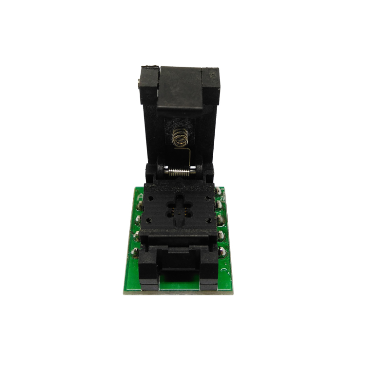 QFN8 DFN8 WSON8编程插座Pogo引脚探针适配器引脚间距0.5mm IC主体尺寸2x2mm翻盖式测试插座编程器