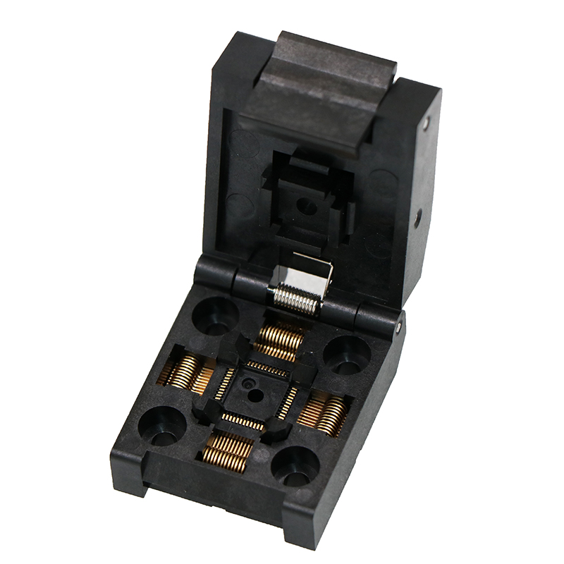 LQFP\TQFP\QFP48-0.5翻盖弹片老化座夹具治具测试工装socket