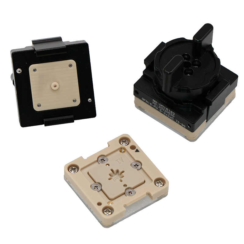 定制QFN16-0.5双扣旋钮手自一体式探针测试座夹具ATE socket