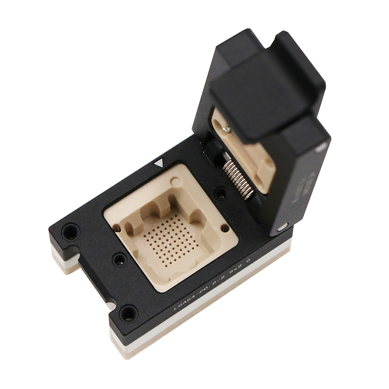 定制LGA64pin-0.8mm-8.8x8.8mm合金翻盖芯片测试座