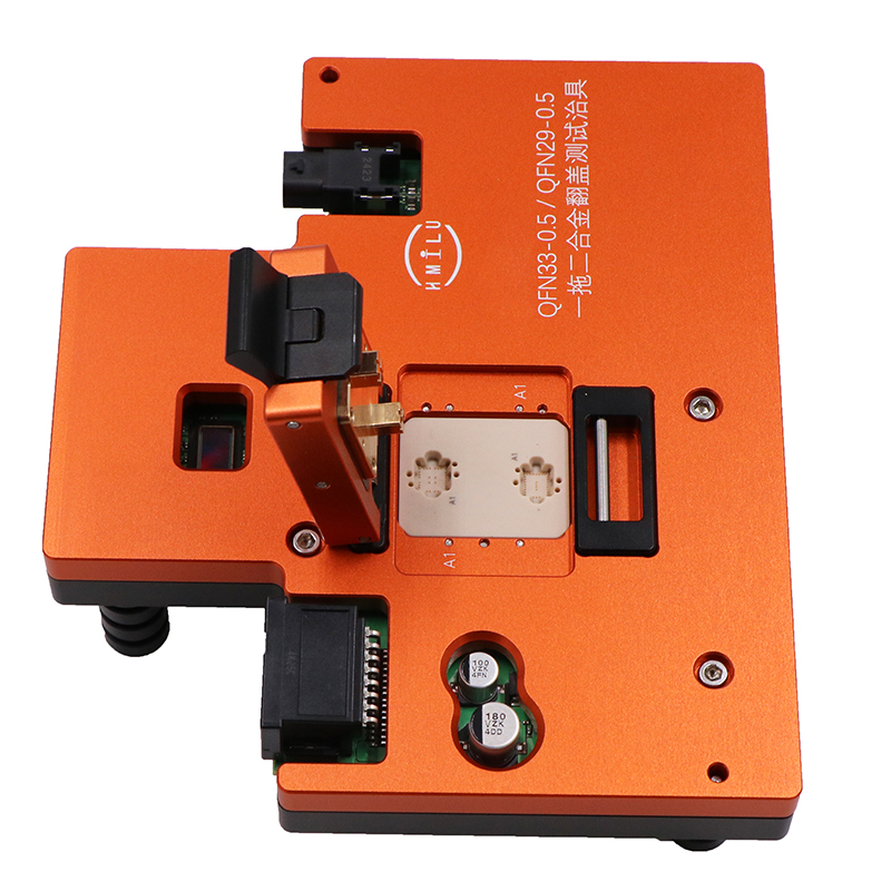 QFN33pin-0.5mm/QFN29pin-0.5mm一拖二工位合金翻盖式芯片测试治具