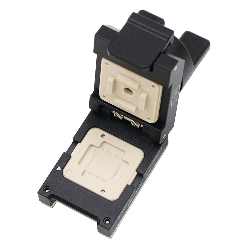 QFP64pin-0.5mm合金旋钮翻盖式探针芯片测试座socket