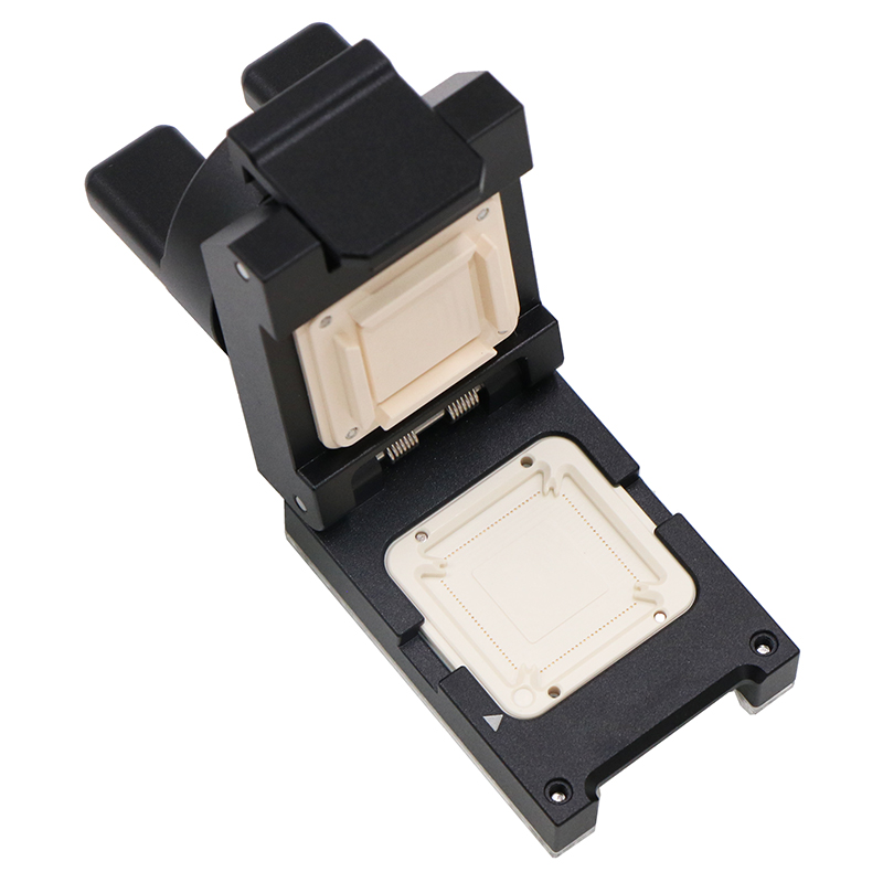 QFP100pin-0.5mm-16x16mm合金旋钮翻盖式探针芯片测试座socket