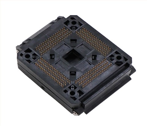 QFP208pin-0.5mm进口翻盖式芯片老化测试座-qfp芯片老炼夹具enplas