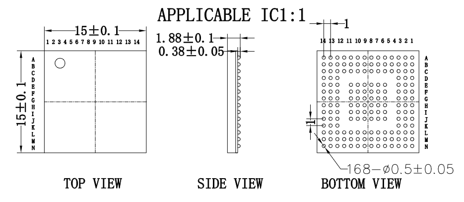 BGA168pin芯片图纸 BGA168pin芯片图纸