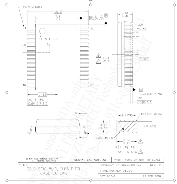 SOP32pin芯片图纸 SOP32pin芯片图纸