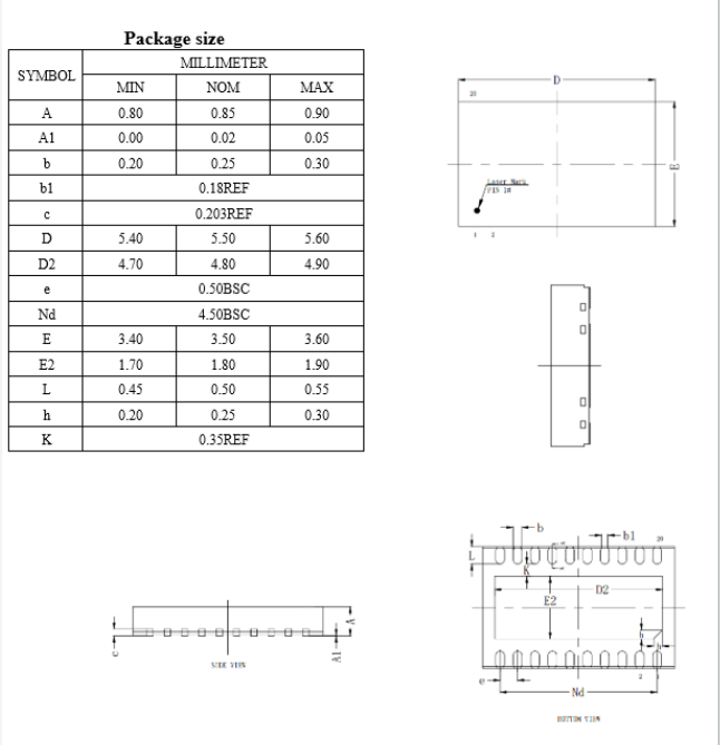 DFN20pin芯片图纸 DFN20pin芯片图纸