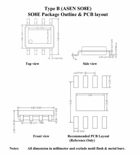 ESOP8pin芯片图纸 ESOP8pin芯片图纸