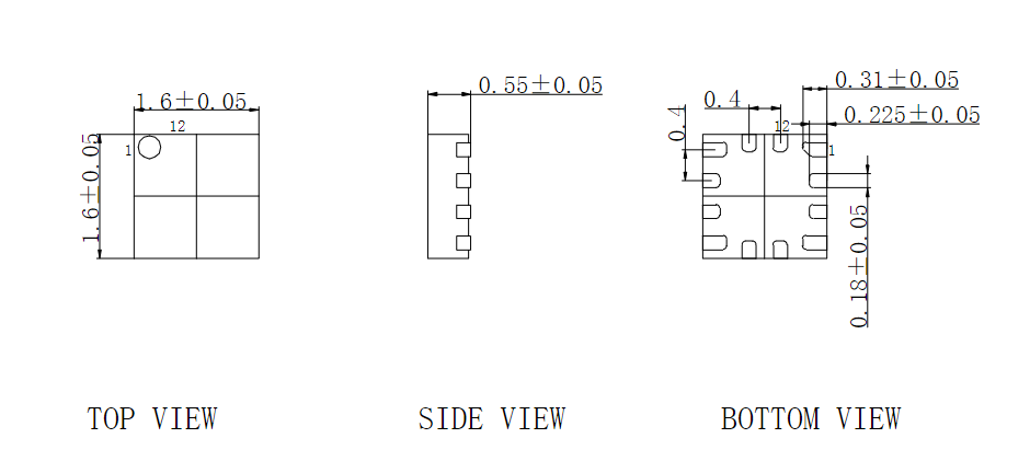 DFN12pin芯片图纸 DFN12pin芯片图纸