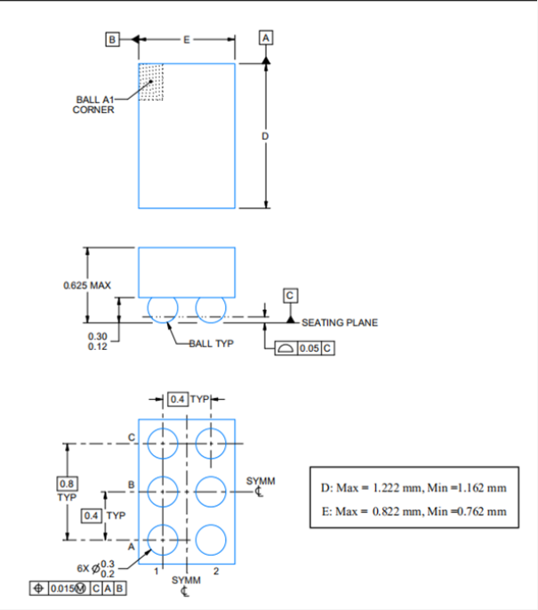 WLCSP6pin芯片图纸 WLCSP6pin芯片图纸