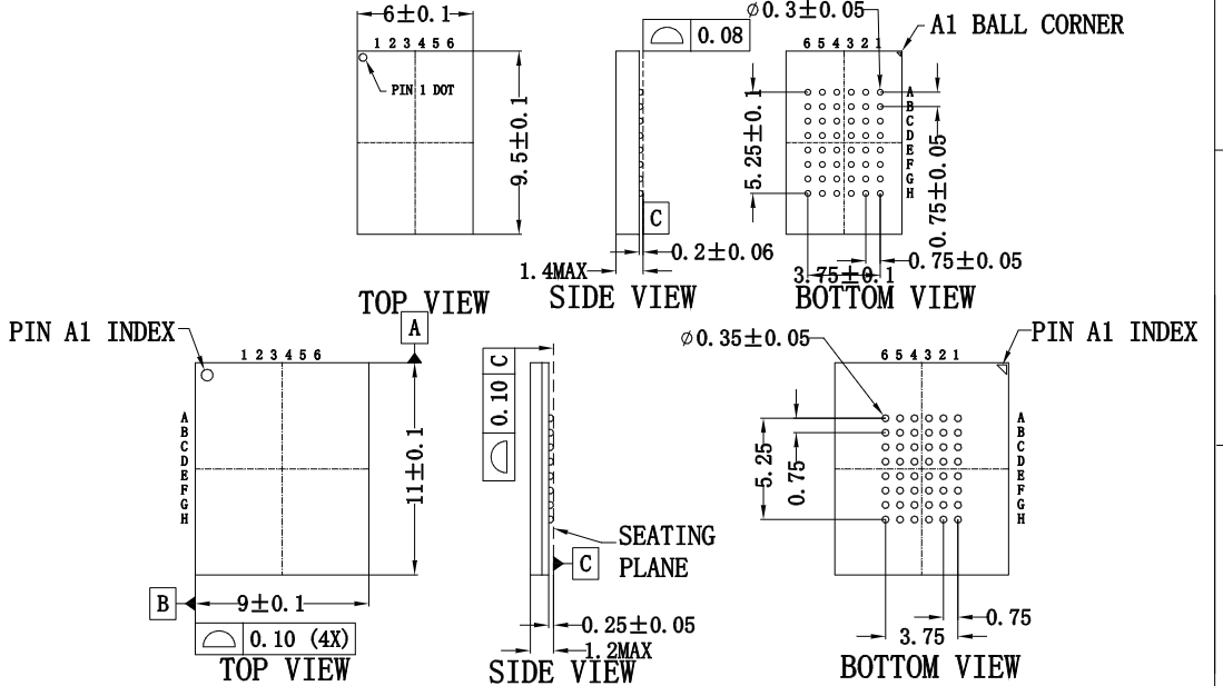 BGA48pin芯片图纸