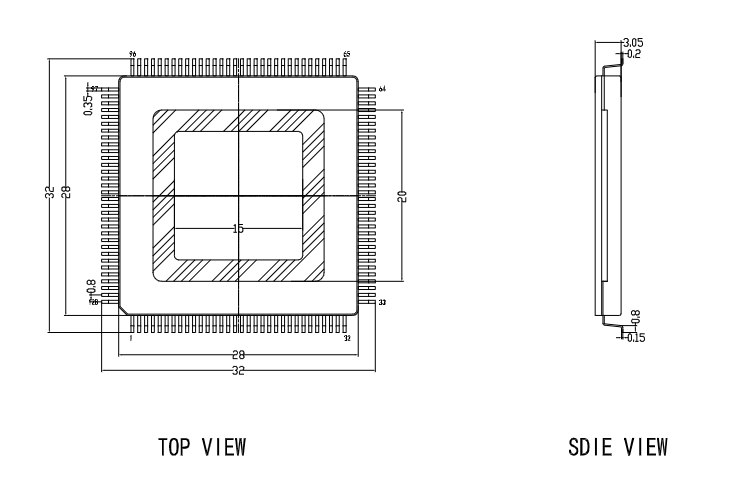 QFP128pin芯片图纸 QFP128pin芯片图纸