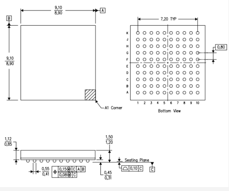 BGA100pin芯片图纸