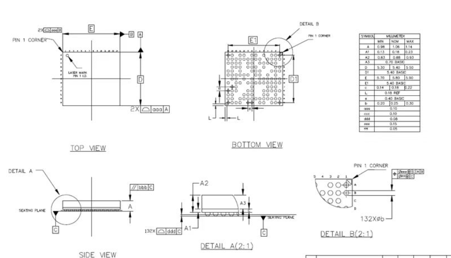 BGA132pin芯片图纸 BGA132pin芯片图纸
