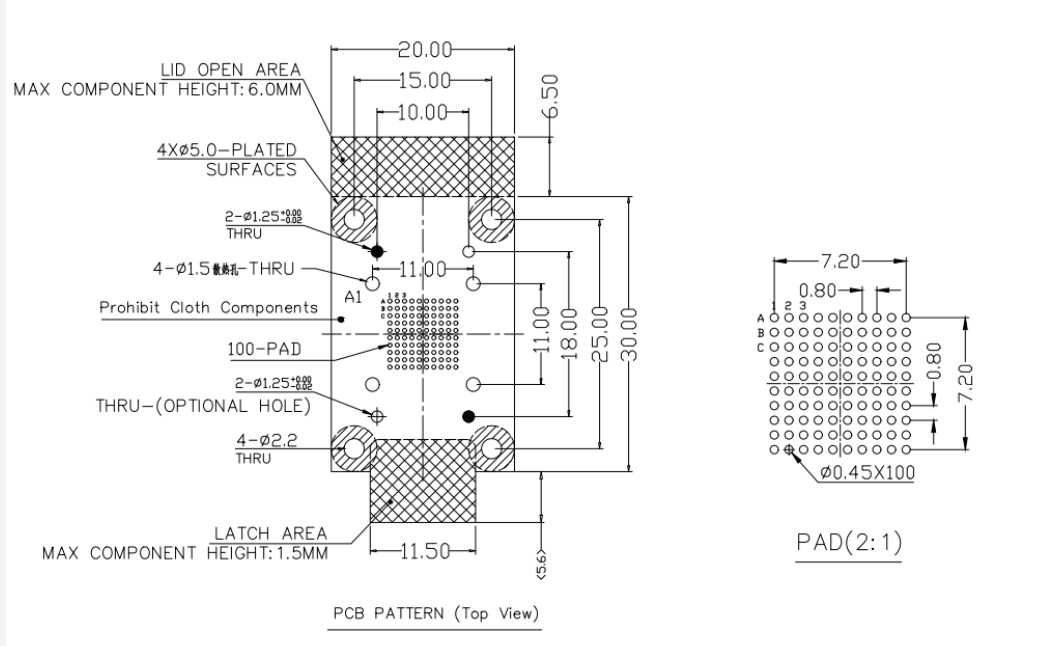 BGA100pin芯片图纸 BGA100pin芯片图纸