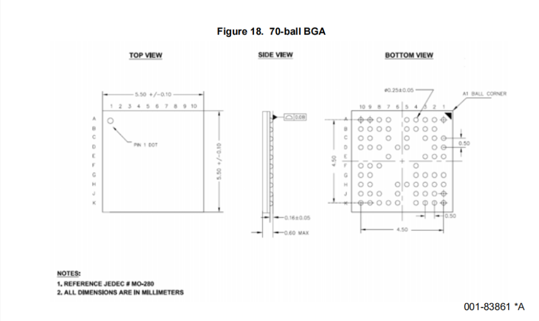 BGA70pin芯片图纸