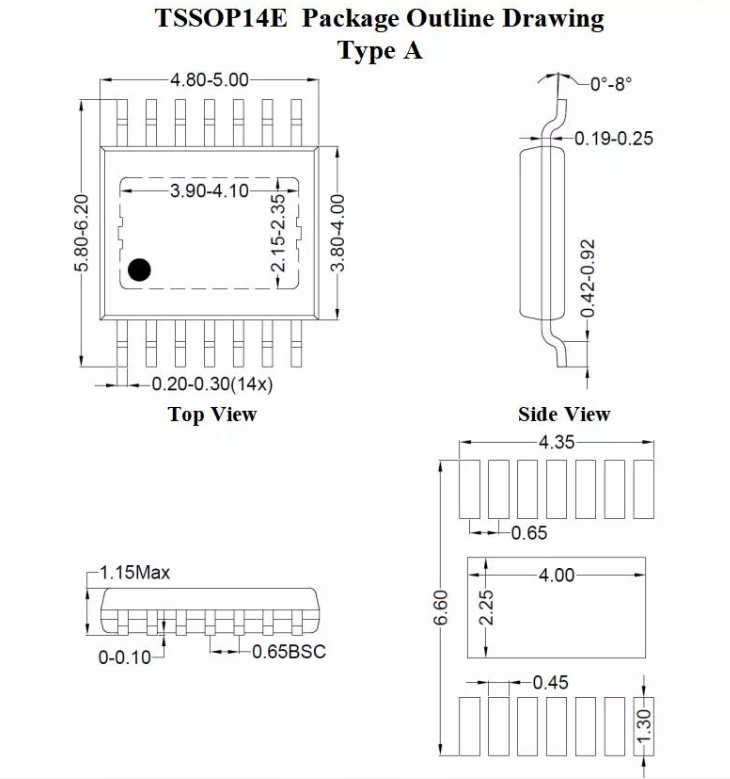 TSSOP14pin芯片图纸