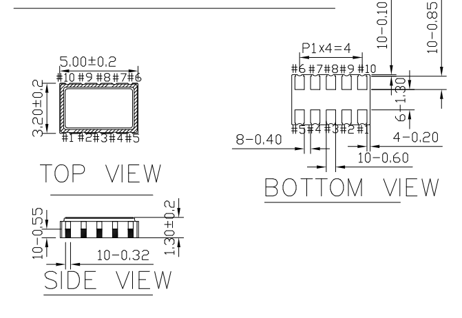 5032-10pin晶振图纸 5032-10pin晶振图纸