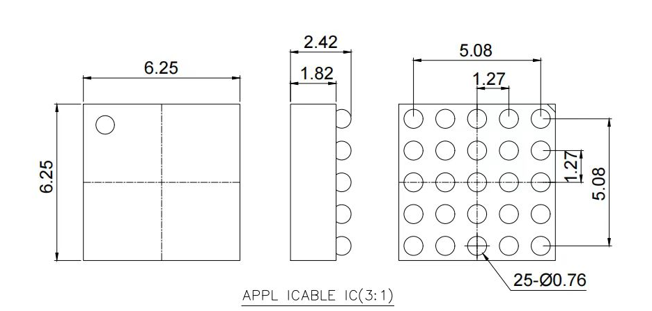 BGA25pin芯片图纸 BGA25pin芯片图纸