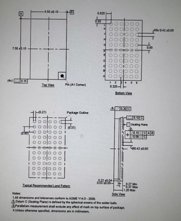 BGA66pin芯片图纸