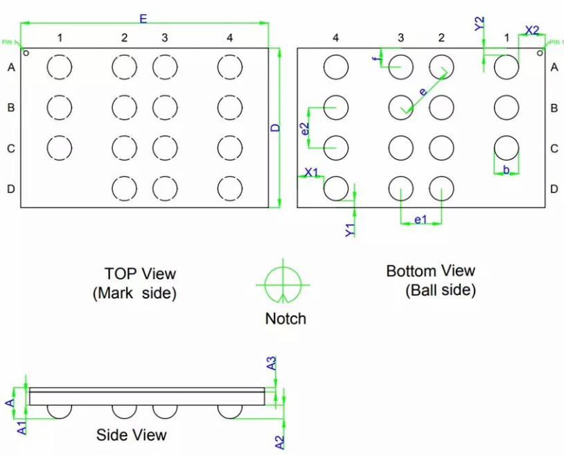 WLCSP15pin晶圆级芯片图纸 WLCSP15pin晶圆级芯片图纸