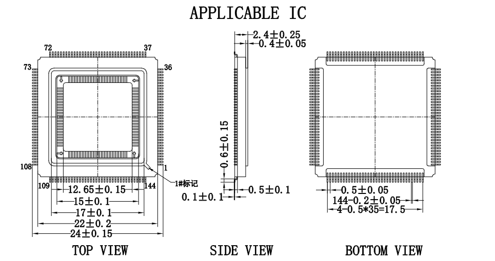 CQFP144pin芯片图纸 CQFP144pin芯片图纸