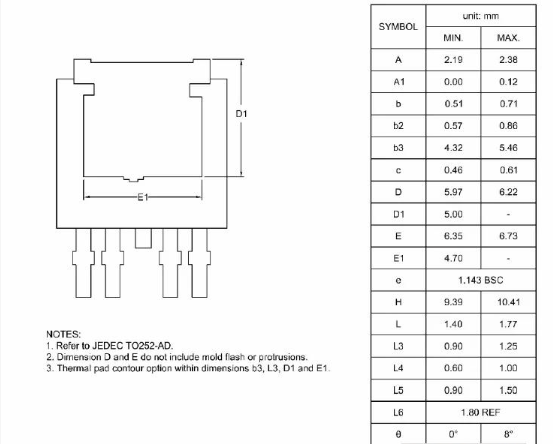 功率元器件TO252-5pin图纸 功率元器件TO252-5pin图纸