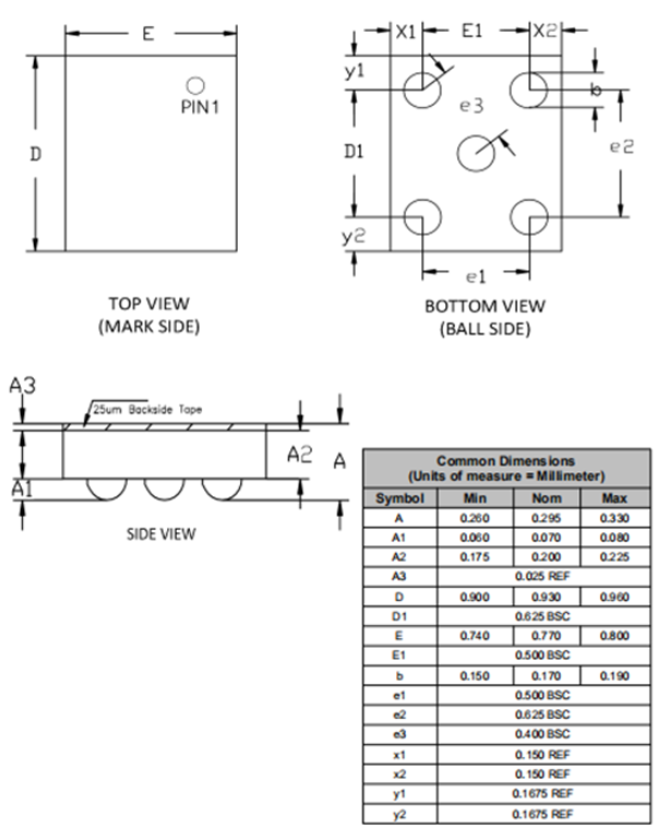 WLCSP5pin芯片图纸 WLCSP5pin芯片图纸