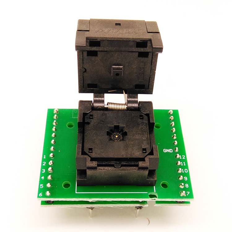 QFN12-0.5翻盖弹片IC烧录座