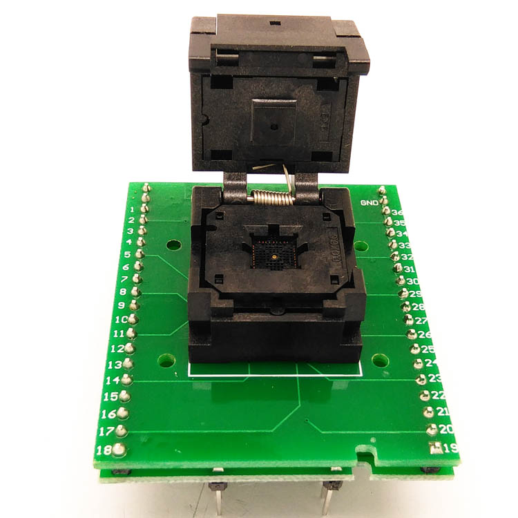 QFN36-0.5翻盖弹片双层板IC测试座