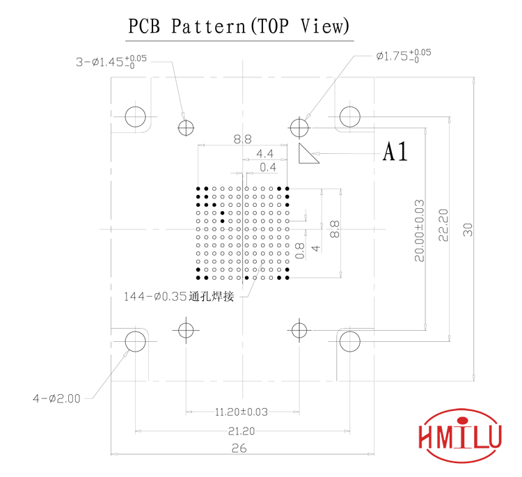 GX3011B芯片测试座PCB封装图