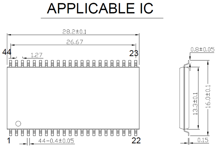 PSOP44 SOIC44芯片尺寸图纸