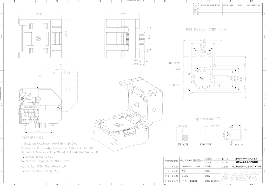 QFN48-0.5翻盖老化座