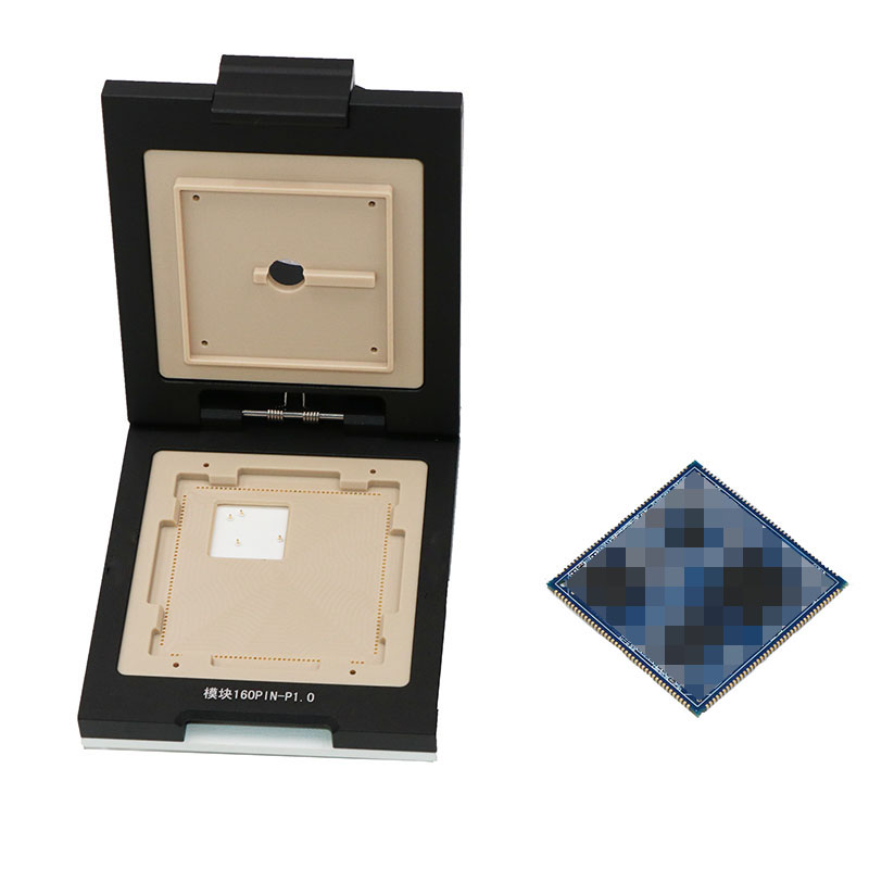 定制邮票孔模块160pin-1.0mm-45×45mm合金旋钮翻盖测试座