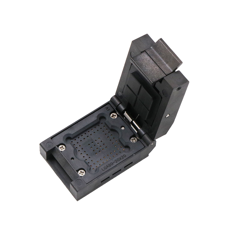 定制LGA80pin-2.0mm-20x20mm塑胶翻盖测试座