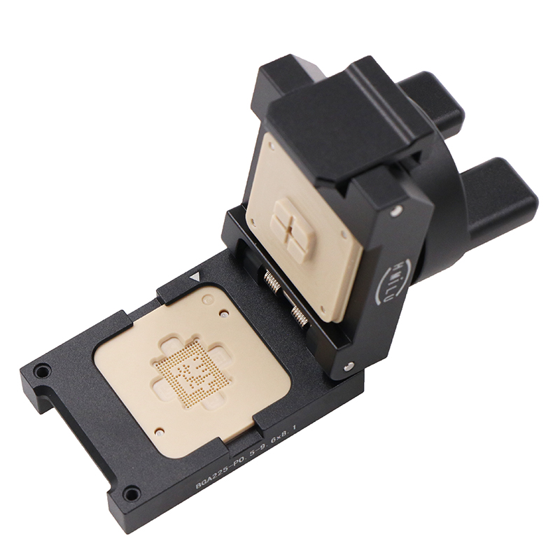 BGA225pin-0.5mm-9.6x8.1mm合金旋钮翻盖芯片测试座socket—bga芯片测试夹具