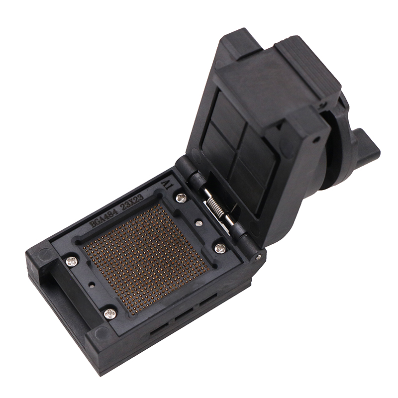 BGA484mm-1.0mm-23*23mm-015-KNH合金旋钮翻盖芯片测试座socket—BGA芯片测试夹具