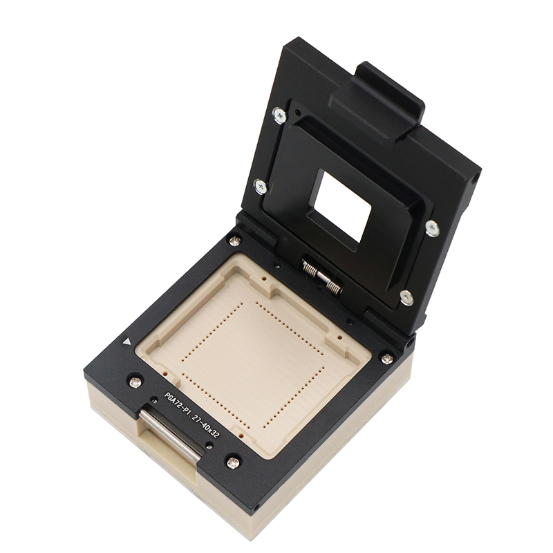 HMILU-PGA72pin-1.27mm-40×32mm合金翻盖探针芯片测试座