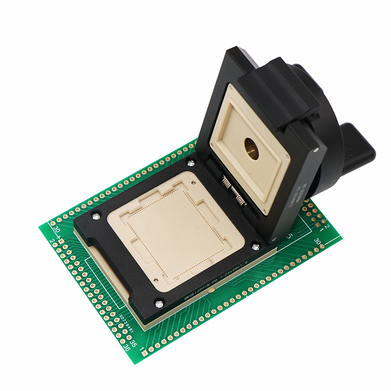 HMILU定制模块132pin-0.7mm-24×29mm合金旋钮翻盖器件烧录座