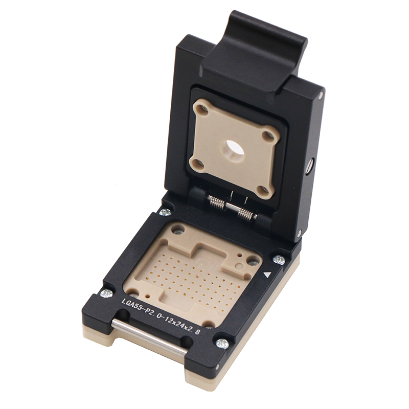 定制LGA55pin-2.0mm-24x12mm合金翻盖探针芯片测试座