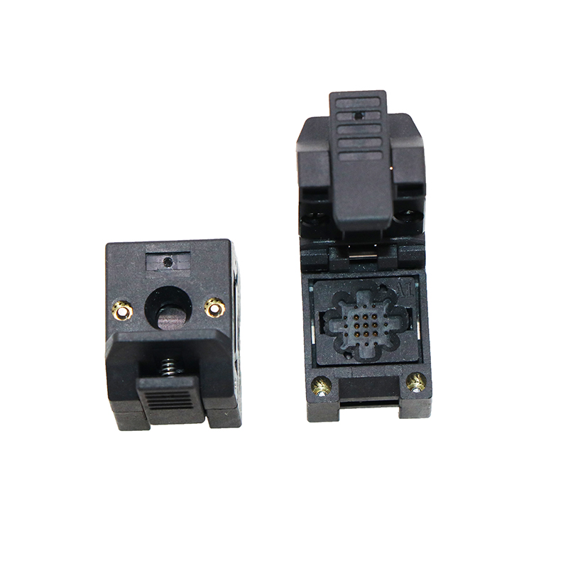 定制QFN12pin-1.0mm-5.15×5.15mm塑胶翻盖芯片测试座