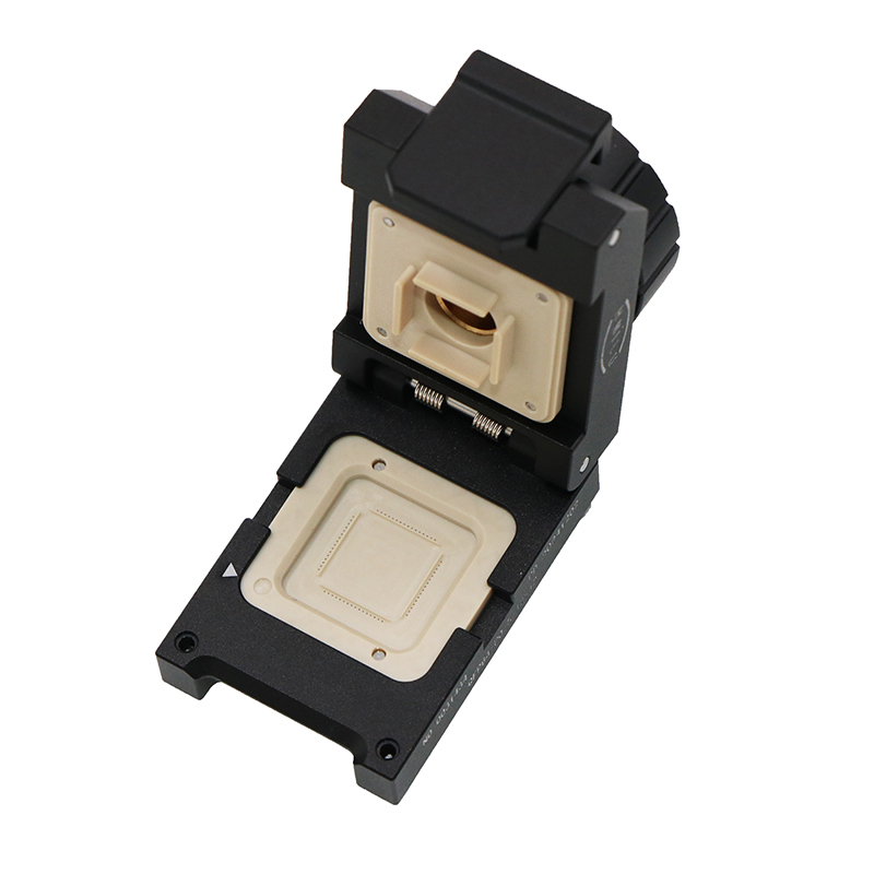 定制QFP64pin-0.5mm-12×12mm合金双扣旋钮测试座socket,qfp芯片测试夹具