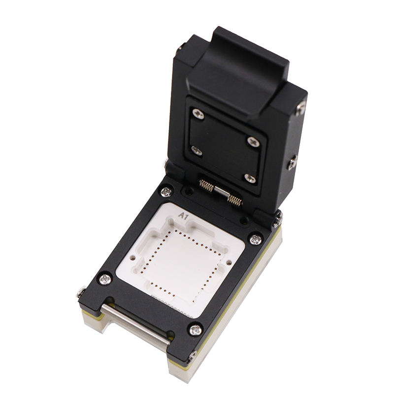 PLCC44pin合金翻盖式探针芯片测试座socket（定制PLCC44-1.27-AS01PNL）