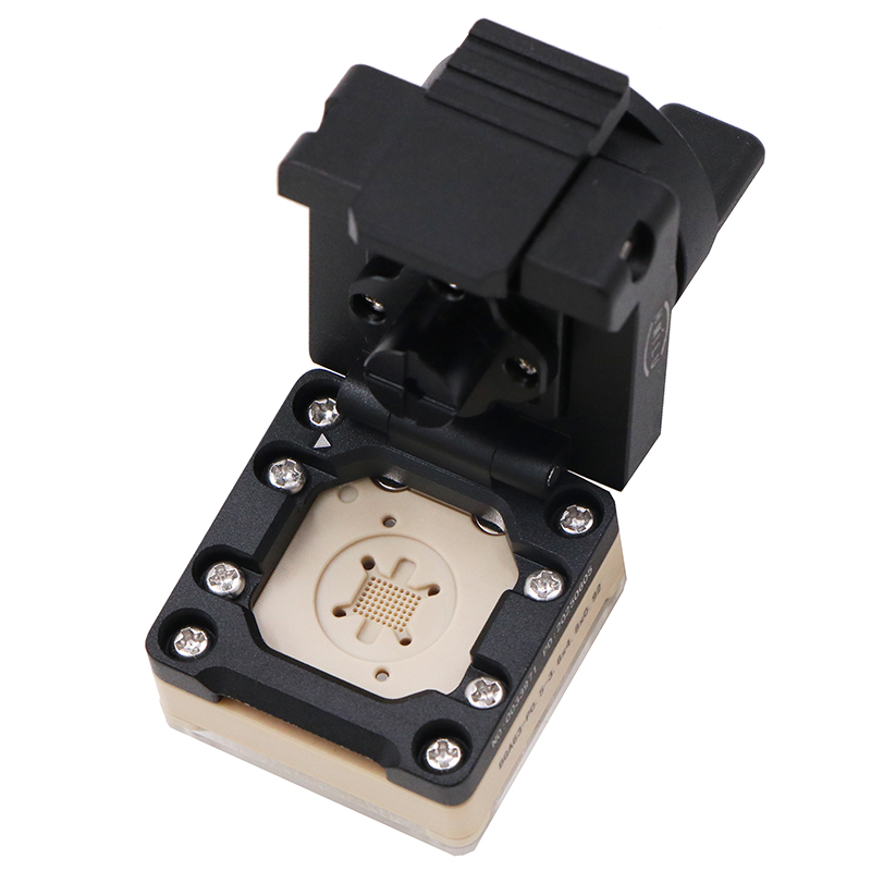 BGA63pin-0.5mm合金旋钮翻盖式探针芯片老化座socket