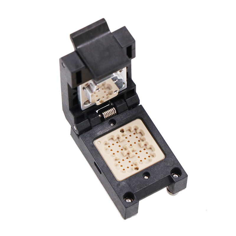 DFN8pin-1.27mm-3.8x3.8mm一拖四工位塑胶翻盖式芯片老化测试座
