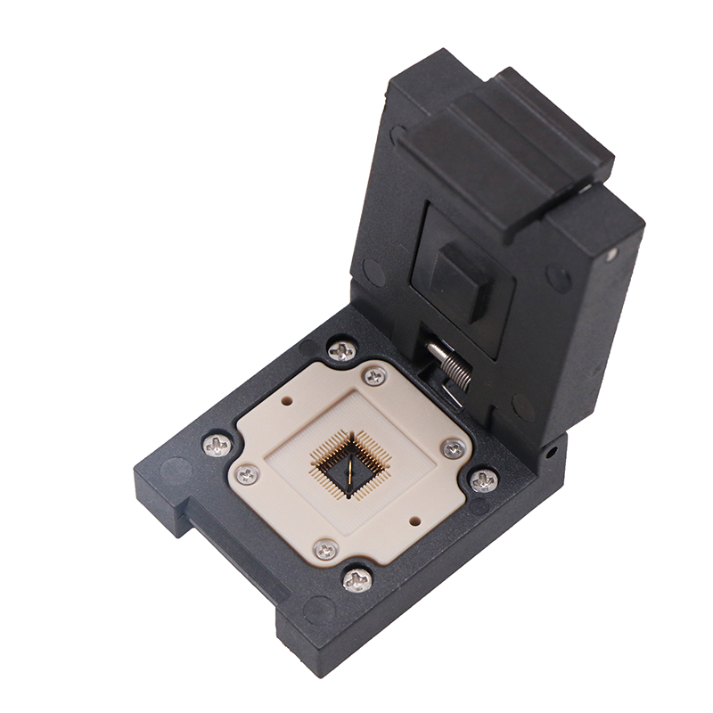 LCC44pin-0.5mm塑胶翻盖式弹片老化测试座socket